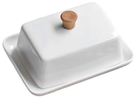 Puleuroy Ceramic Butter Dish with Sealed Lid for Kitchen Organization, Ideal for Cafe, Fridge, Cake Shop & Baking Use Large