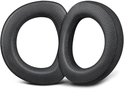 SOULWIT Piel de Cordero Almohadillas de Repuesto para Sennheiser HD800/HD800S HD 800 Auriculares. Cojines Cascos con Tela de Malla Duradera, Espuma de Memoria de Aislamiento de Ruido - Negro