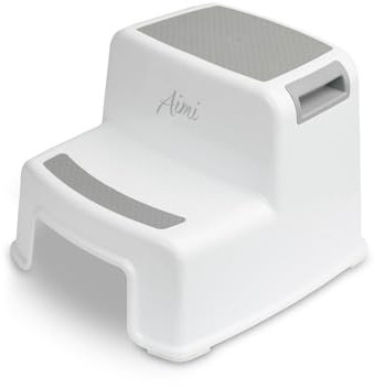SENSILLO - Tabouret pour Enfants Aimi, Stable et Antidérapant, Charge Jusqu'à 75 kg, Entrée Sécurisée, Coins Arrondis, Idéal pour la Salle de Bain, 26,5x29x26,5 cm - Gris