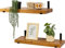 Gieanoo Wandregal Holz,2 Stück Rustikale Schweberegal, Massivholz Bücherregal Holzregale mit schwarzen L-Halterungen, ideal für Wohnzimmer,Küche, Büro 60cm
