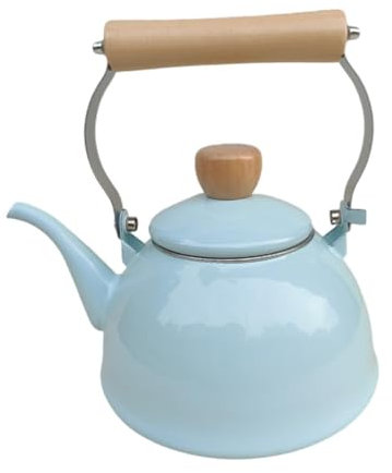 F Fityle Pot de Esmalte de Tetera de Esmalte 1.4L con manejo de Utensilios de Cocina Vintage cafetera hervidor de Agua para té stovetop Fiesta para Acampar, Azul
