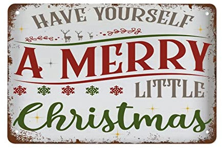 Metalldekorationen für Regale „Have Yourself A Merry Little Christmas-Schild, Holzrahmen, Bauernhaus-Vintage-Schild, Weihnachtsdekor, Weihnachtsschild, Wandkunst, Metallschild, Heimdekoration, Blechs