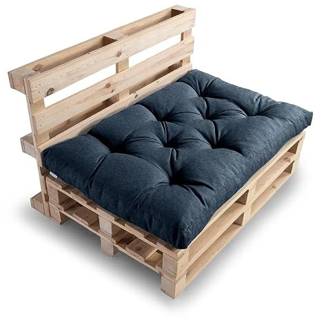 Gutekissen® Palettenkissen Set – Sitzkissen für Europaletten – Gefüllt mit Granuliertem Poulirette-Schaum NPPI – Sitzkissen 120x80, Marineblau