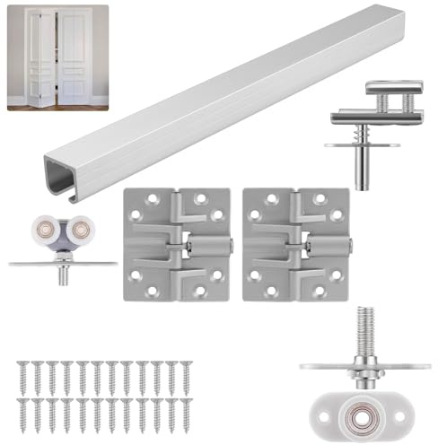 1 Pack | HBL' Bifold Door Hardware Kits, Bi-fold Door Hardware Set with 900MM Long Track for Folding Closet and Indoor Use, Heavy Duty and Easy to Install