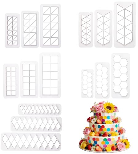 Geometrische Keksausstecher Quadratische Kuchen Fondant Ausstecher Geometrische Multicutter für Fondant Dekoration 3 Größen 15 Stück