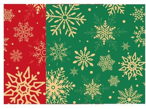 Nymora Servietten Weihnachten, 20 Stück Weihnachtsservietten mit weißen Schneeflocken auf rot-grünem Grund, 33x33 cm für Winter Tischdeko