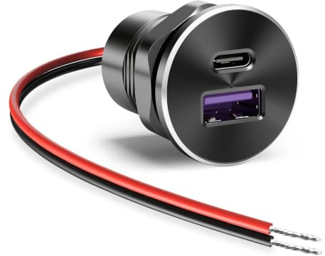 Linkstyle 12V USB Steckdose Auto Ladegerät Aluminium, 18W QC3.0 & 30W PD Schnellladung für 12V/24V Auto LKW Boot Wohnmobil