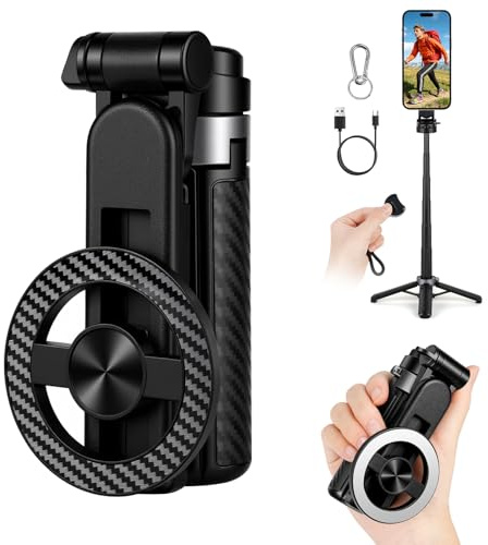 Ainiv 4-in-1 Multifunctional Magnetic Selfie Stick, 360°Rotation Phone Tripod with Wireless Remote for iPhone & Android, for Travel, Vlogging, Photos, Video Recording