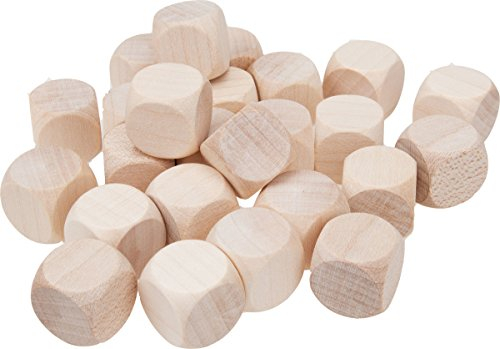 25 Stück - Gico Blankowürfel Holzwürfel blanko 16 mm Kantenlänge Natur 5964