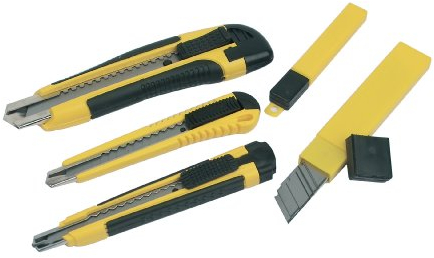 Brüder Mannesmann Abbrechmesser-Set, inclusive 2 Ersatzmesser Magazine, 3-teilig | M60125