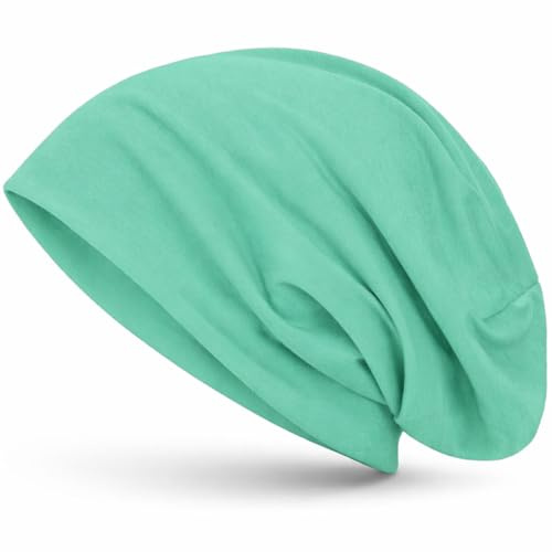 style3 Slouch Beanie aus atmungsaktivem, feinem und leichten Jersey Unisex Mütze Haube Bini Einheitsgröße