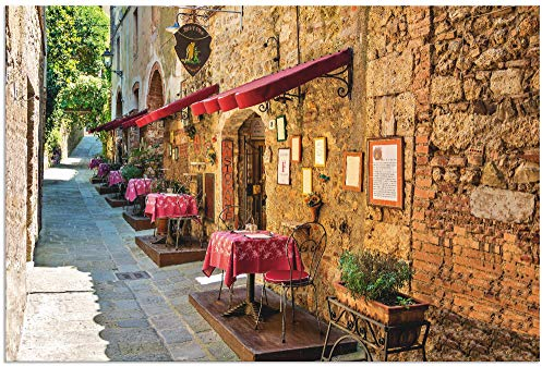 ARTland Wanddeko Wandbild Alu Verbundplatte für Innen & Outdoor Bild 60x40 cm Toskana Italien Stadt Altstadt Restaurant Urlaub Sommer Mediterran T3RI