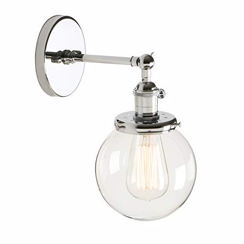 Applique murale Pathson en verre transparent - Forme : globe - Style : industriel rétro - Taille : 15 cm