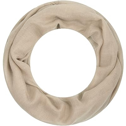 Majea Loop Alice schmaler Damen-Schal Loop Frühlingsschal Schlauchschal Rundschal Tuch uni unisex unifarben einfarbig Halstuch (beige)