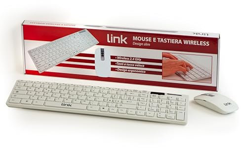 LINK, TASTIERA ITALIANA SLIM E MOUSE COMBO WIRELESS BIANCA