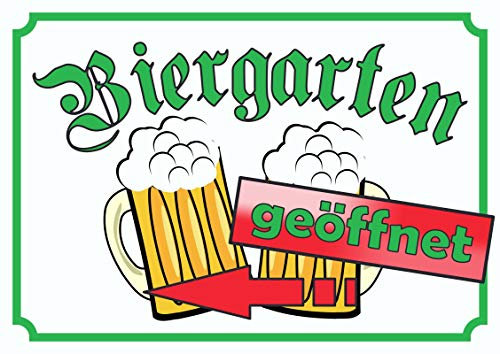 HB-Druck Biergarten geöffnet Schild Pfeil Links A0 (841x1189mm)