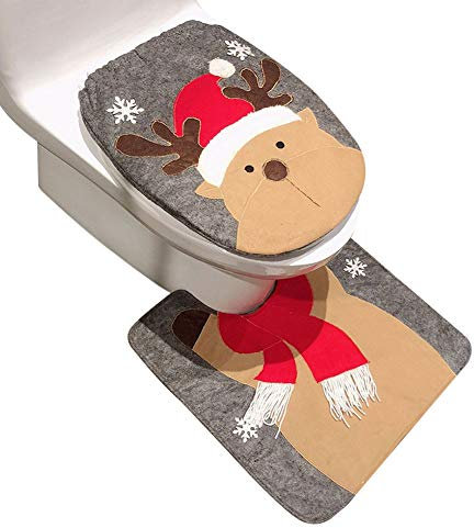 Weihnachts-WC-Vorleger mit Weihnachtsmotiv, Weihnachtsdekoration, Teppich, Schneemann, Rentier, für Familie, Urlaub, Party, Hochzeit Gr. One Size, Stil 3