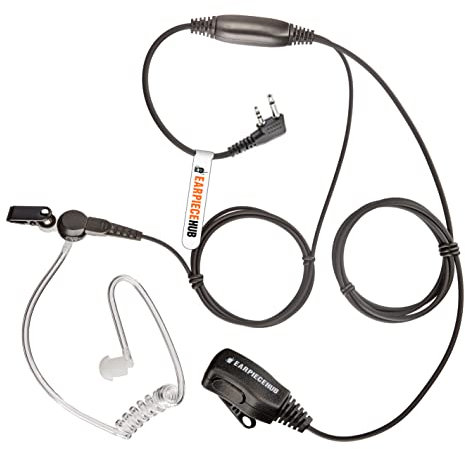 Covert Air Acoustic Tube Walkie Talkie Headset und Push-To-Talk Mikrofon für iCom Maxon Midland Yaesu Vertex 2-poliges Zwei-Wege-Radio
