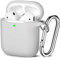 Maledan Kompatibel mit AirPods Hülle AirPods Case Apple Airpods 2 & 1, Voller Schutz Silikon Schutzhülle (Front LED Sichtbar) mit karabiner, Hellgrau