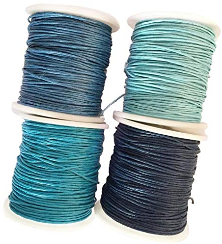 Yourandoll 4 Rollen Gewachst Baumwollschnur Wachsband Baumwollkordel 1MM * 80M für DIY Armband Halskette Schmuckherstellung (Farbe 1)