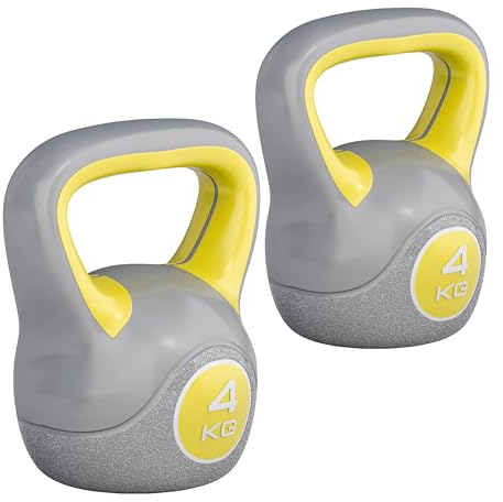 GORILLA SPORTS® Kettlebell - 2kg, 3kg, 4kg, 5kg, 6kg, 8kg, 10kg, 12kg, 14kg, 16kg, 18kg, 20kg Gewichte, Einzeln/Set, mit/ohne Ablage, Kunststoff - Kugelhantel, Schwunghantel, Kugelgewicht