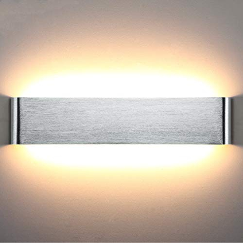 Lightess Flurlampe Wand 18W 40cm LED Wandleuchte Innen Silber Beleuchtung Treppenhaus Innen Moderne Wandlampe mit Up Down Licht IP44 aus reinem Aluminium für Wohnzimmer Schlafzimmer Flur Warmweiss