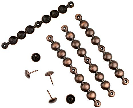 decotacks® DX0511AC-S6M Möbelnägel/Reißzwecken, antikes Kupfer, 10,2 cm lange Streifen, 1,1 cm Kopfdurchmesser, deckt 6,5 m ab