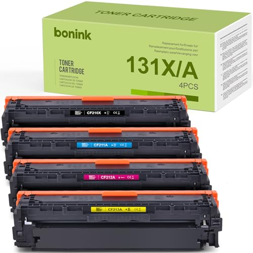 BONINK 131A 131X CF210X Toner Kompatibel für HP 131X HP 131A für Toner CP1525NW HP Laserjet Pro CP1525N HP Laserjet 200 Color MFP M276NW (Schwarz/Gelb/Cyan/Magenta)