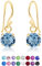 DTPsilver® Pendientes Pequeños de Colores - Pendientes Plata de Ley 925 Chapados Oro con Cristal Swarovski® 6 mm - Pendientes Colgantes Oro - Pendientes Azul Aguamarina