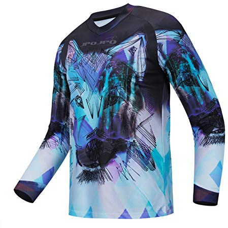 Radfahren Jersey Herren Mountainbike Motocross Trikot Langarm MTB T-Shirt Downhill Tops Sport Rennbluse lila schwarz XXL