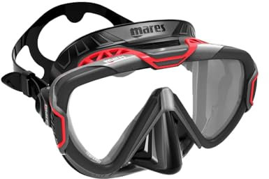 Mares X-Wire Tauchmaske aus Silikon, für Erwachsene, Uni, Schwarz und Rot