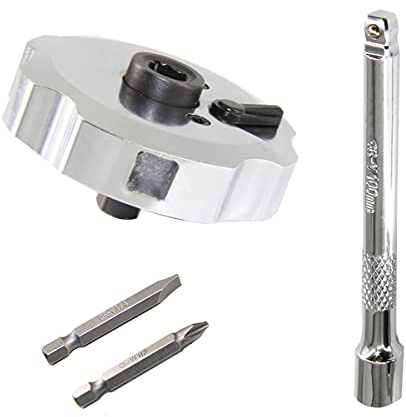 Macwork 2 in 1 Thumbwheel Ratchet & Wobble Socket Extension Set,1/4”Mini Reversing Screwdriver, Multifunctional Chrome Plated Hand Wrench.