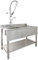 KuKoo Gastro Profi Edelstahlspüle 1 Becken Links Spültisch Spülbecken Gastrospüle Spüle Spülbecken Waschbecken Abtropffläche Rechts 120cm L x 60cm B x 105cm H Geschirrbrause Armatur mit Wasserhahn