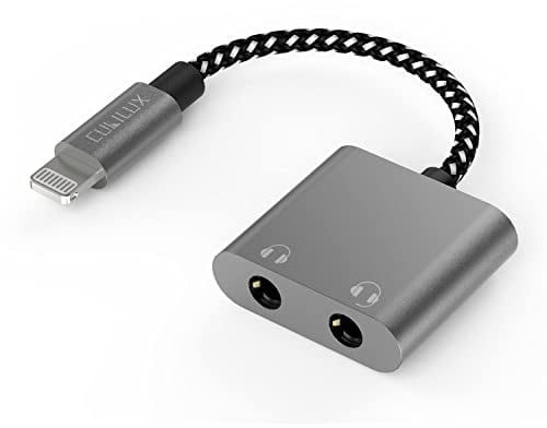 Cubilux Lightning to 3.5mm Headphone Jack Splitter for Sharing Music/Movie, Double 1/8” Female Audio Jack Adapter Compatible with iPad, iPad Air/Mini, iPhone 14 Pro Max 14 Plus/13/12/11/SE 2/Xr More