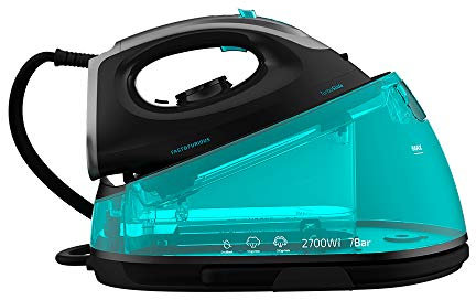 Cecotec Centre de Repassage Fast&Furious 8020 Force. 2700 W, 7 bars de Pression, Semelle en céramique ultradoucissante Turbo Slide, 135 g/min vapeur continue et 360 g/min coup de vapeur