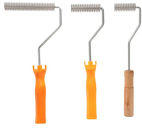 iplusmile 3 Piezas de Fibra de Vidrio Kit de Herramientas de Rodillos de Resina de Fibra de Vidrio Rodillo de Burbuja Cabezal de Aluminio para Bañera Ducha Reparación de Plata