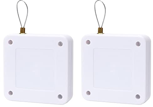 Tiardey 2 Stück Weiß Multifunktionaler, lochfreier automatischer Sensor-Türschließer-Kit, Auto-Türschließer für Wohngebäude mit Kordelzug - 120 cm / 47 Zoll
