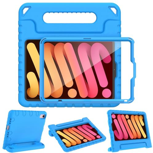 AVAWO Kinder-Schutzhülle für iPad Mini 7 (A17 Pro) 2024 21,1 cm (8,3 Zoll), Mini 6 2021 mit integriertem Displayschutz, stoßfest, leicht, Griff und Ständer, für Modell (A2995/A2996, A2567/A2568/A2569