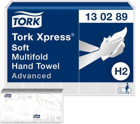 Tork Xpress Soft Multifold Paper Hand Towels White H2, Advanced, 2-ply, Absorbent, 21 x 180 hand towels, 130289