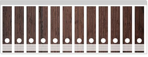 Wallario Ordnerrücken Sticker Holz-Optik Textur dunkelbraunes Holz - Rückenschilder für 12 breite Ordner, Klebeetiketten
