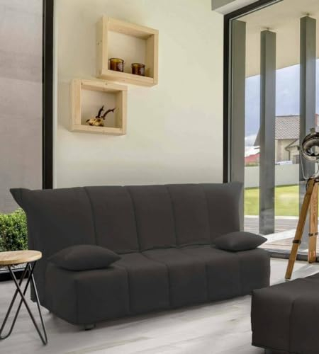 Talamo Italia - 2-Sitzer Schlafsofa Alisee, Sofa mit Trolley-Öffnung aus gepolstertem Stoff, Kissen inklusive, 100% Made in Italy, 125 x 90 x 85 cm, Grau