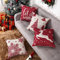 CAROMIO Kissenbezüge Weihnachten Weihnachtselementstile 4er Set Kissenbezüge Weihnachtsmotiv Leinen Look Weihnachts Kissenbezüge für Weihnachtsdeko Christmas Bettwäsche Sofa Decorations, 45x45 cm Rot