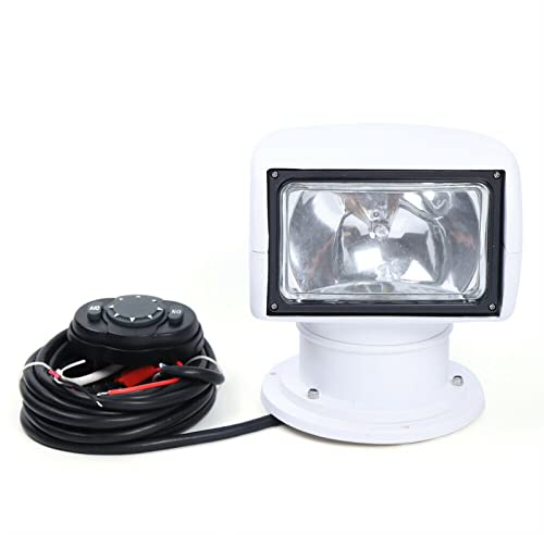 SHZICMY Boot Suchscheinwerfer Arbeitsleuchte 12V 100W Elektrischer Fernbedienung Halogen Suchscheinwerfer Outdoor Marine Scheinwerfer Arbeitslampe für Boot Auto LKW (Weiß)