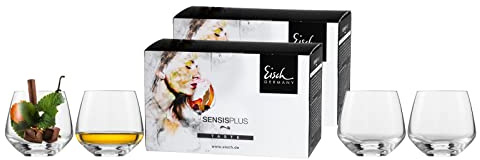 Eisch 4-teiliges Gläser-Set im farbigen Geschenkkarton, Sky SensisPlus, Spülmaschinenfest - Whiskygläser 390 ml
