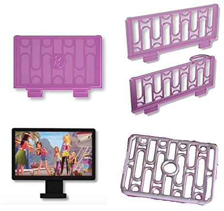 Barbie Replacement Parts 3-Story Townhouse - DLY32 ~ Replacement 3 Pink Rails, Television and Pink Wall
