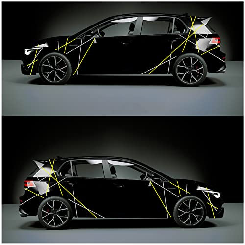 Auto Streifen Dekor Folien zweifarbig Zierstreifen 10m Länge 15mm Breite Dekorstreifen für Kfz Motorrad Boot Modellbau Zubehör Klebestreifen Rallystreifen (06 Neon Gelb/Grau)