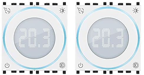 VIMAR 02973.B Termostato Smart a rotella WiFi, Bluetooth, alimentazione 100-240V, retroilluminazione LED, 2 moduli. Bianco & 02970.B Termostato a rotella ON/OFF, retroilluminazione a LED, Bianco