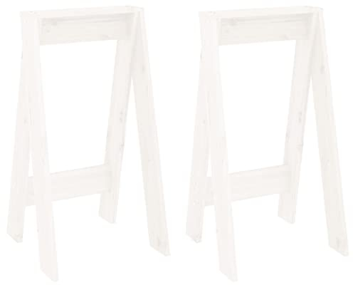 vidaXL Hocker 2 STK., Barhocker für Esszimmer Wohnzimmer Küche, Stuhl aus Holz, Barstuhl Sitzhcoker Holzhocker Thekenhocker, Weiß Massivholz Kiefer