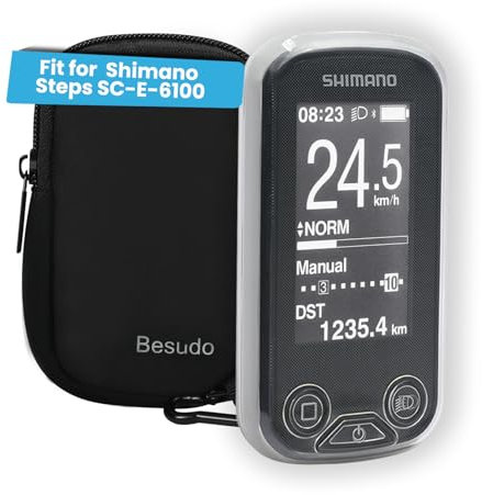 Besudo Schutzhülle mit Neopren Schutztasche für Shimano Steps SC-E-6100- Displayschutz für Shimano Steps SC-E-6100 Display vor Kratzern und Stößen - Hülle Schutztasche inkl. Karabiner-29-KB