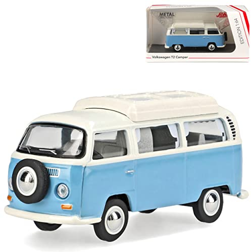 Volkwagen T2 Camping Bus Blau Weiss 1967-1979 1/64 Schuco Modell Auto mit individiuellem Wunschkennzeichen
